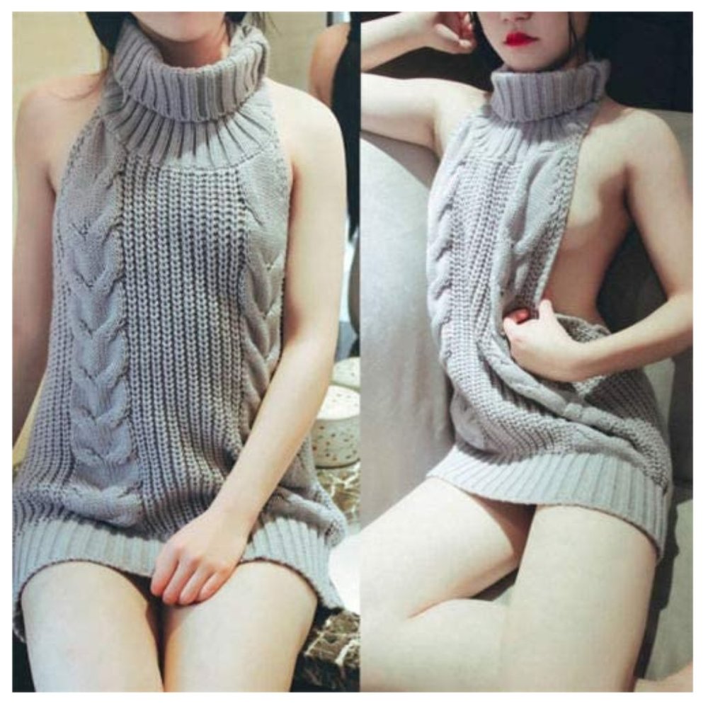 The Virg!n K!ller Backless Sweater Grey - EUC